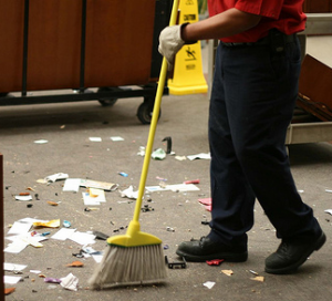 Event Cleaning Crew Sweeping after a music concert